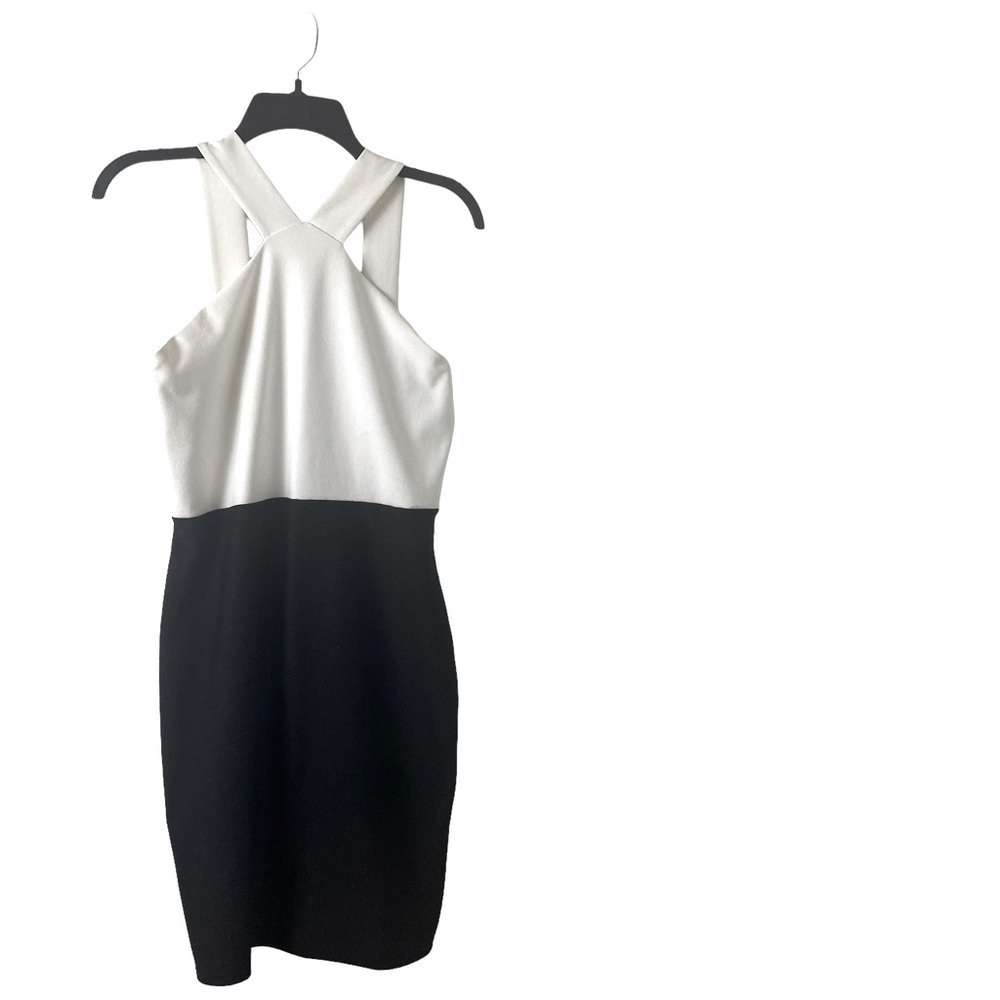 Miss Guided Black White Body Con Cocktail Dress Sz 10